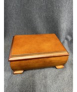 Jewelry Box vintage Wood with jewelry tray &amp; wood feet 6”x8” - £21.49 GBP