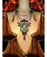 Dramatic Art Nouveau necklace HUGE chandelier drops Dragonfly centerpiece  - £943.95 GBP