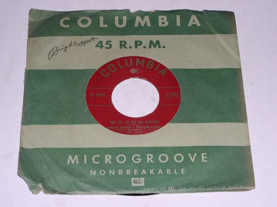 Rosemary Clooney Marlene Dietrich Too Old To Cut The Mustard 45 Rpm Reco... - $14.99