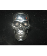 Silver Plated Shiny Realistic Skull Pendant Necklace - £7.11 GBP
