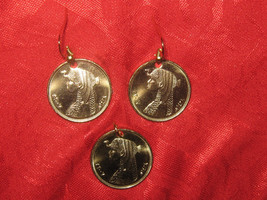Authentic Egyptian QUEEN Cleopatra Coin Pendant  Earrings Set - £7.97 GBP