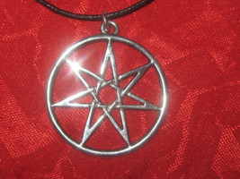 33MM Silver Tone Seven Pointed Fairy Star Heptagram Pendant Necklace - £6.41 GBP
