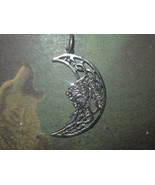 Silver Tone IRISH Celtic Dragon And Moon Pendant Necklace - £4.74 GBP