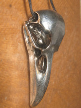 NEW Silver Tone Bird Raven Skull Pendant Necklace 40mm 12 Grams - £8.01 GBP