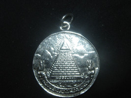 Silver Tone Masonic Dollar Bill Pyramid Pendant Necklace - $8.00