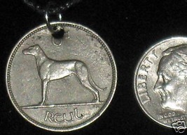 Authentic  Vintage  Irish Wolfhound Coin Pendant - £6.41 GBP