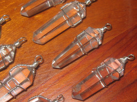 Wholesale  Lot  Of 10 Wire  Wrapped  Clear  Quartz Crystal Pendants - $20.00