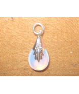 925 Sterling Silver Sea Opal Opalite Glass Teardrop Pendant Necklace - £7.11 GBP