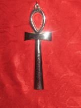 EXTRA Large Silver Plated Egyptian Ankh Cross Pendant Necklace 75mm 20 grams - $10.00