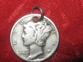 Authentic 900 Silver Coin Mercury  Dime Pendant Necklace - £7.17 GBP