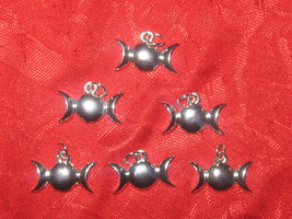 Wholesale Lot of  SIX  MINI Triple Moon Goddess Pendants - $9.00