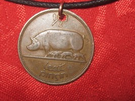 Authentic Ireland Celtic Pig/Harp Coin Pendant Necklace - $8.00