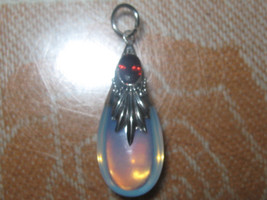 925 Sterling Silver Sea Opal Opalite Garnet Glass Teardrop Pendant - $10.00