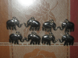 Wholesale lot  Of   8 Shiny Silver Tone African Elephant Pendant Charms - $7.00