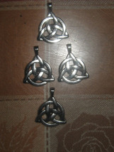 Wholesale Lot of 4 Silver Tone Irish Celtic Triquetra Pendants - $12.00