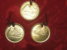 Authentic  Egyptian Pyramid  Coin  Pendant Earrings Set - £7.97 GBP