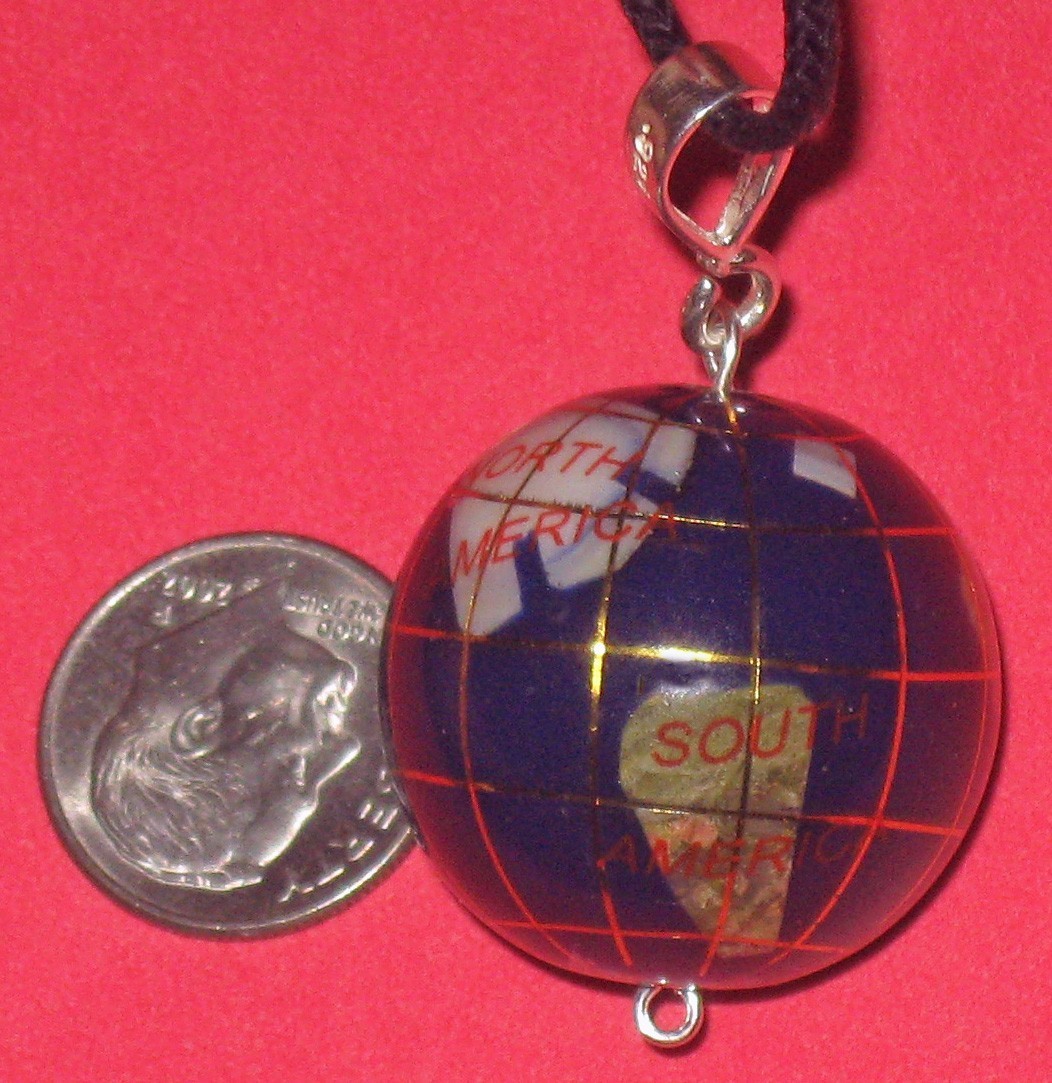 25mm  Lapis COLOR Multi Gemstone Inlay Globe Pendant - $14.00