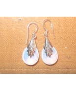 925 Sterling Silver Sea Opal Opalite Glass Teardrop Dangle Earrings - £12.64 GBP