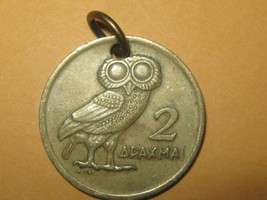 Authentic Vintage GREECE Greek Athena Owl Phoenix Coin Pendant - £7.99 GBP