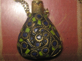 New Vintage Style Sodalite Gemstone Perfume Bottle Necklace - $14.00