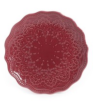 Four (4) Pioneer Woman ~ Red ~ FARMHOUSE LACE ~ 8.25&quot; ~ Stoneware ~ Salad Plates - $37.40