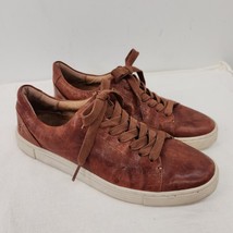 Frye Ivy Low Lace Sneaker Womens 8.5 M Cognac Brown Casual Walking Leather Shoes - £25.17 GBP