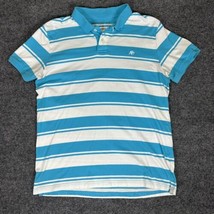 Aeropostale Shirt Mens XL Blue White Polo Casual Short Sleeve Striped Adult - $11.87