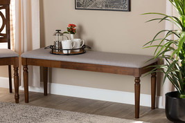 Jensen Gray Fabric Upholstered and Walnut Brown Dining Bench  - $2,074.51 MXN