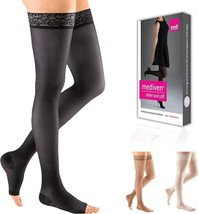 Medi Sheer &amp; Soft Thigh Highs, Open Toe, Stay Lace Band (Size: II) 20-30... - £37.34 GBP