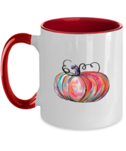 Pumpkin Fall Mugs Pink Pumpkin, Thanksgiving, Halloween Red-2T-Mug  - £14.34 GBP