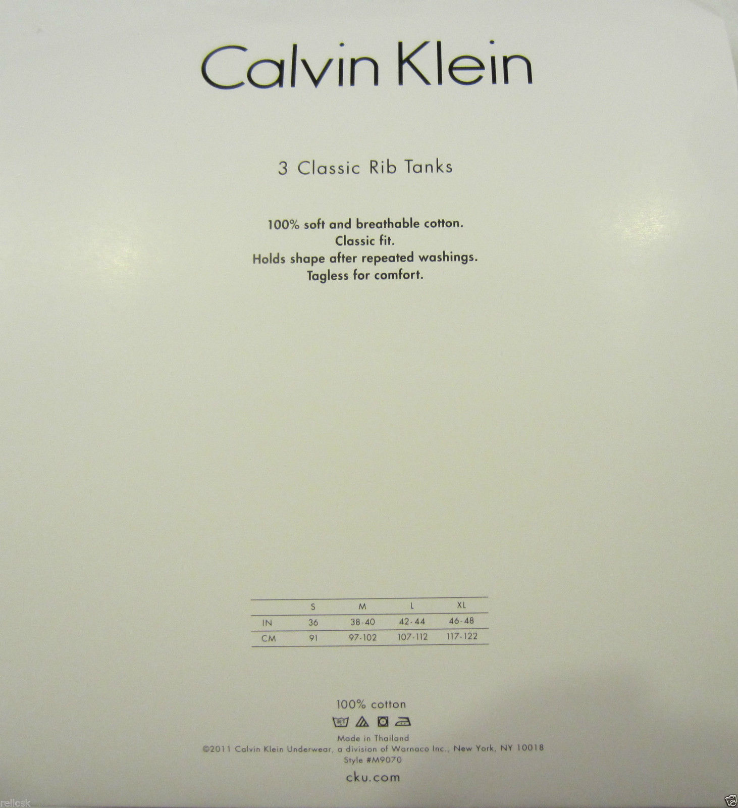 3 GENUINE CALVIN KLEIN SIZE SMALL COTTON WHITE RIB TANK T-SHIRT / UNDERSHIRT NWT - $34.90