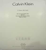 3 Genuine Calvin Klein Size Small Cotton White Rib Tank T-SHIRT / Undershirt Nwt - £27.38 GBP