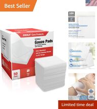 Extra-Thick] 4''x4'' Sterile Gauze Pad 12-Ply, 100 Pack, Individual Wrap... - $66.41