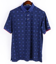 Greyson Golf Polo Shirt Mens Large Blue Geometric Stretch Casual Hot Shots - £27.40 GBP