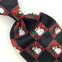 Yule Tie Greetings Usa Blk Snowman Christmas Men&#39;s Necktie Tie #XO-116 New - £13.37 GBP
