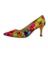 Manolo Blahnik BB 70 Floral Pointed Toe Neon Pumps Sz 41 / US 11 MSRP $695 - $612.79 CAD