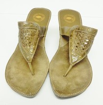 Nurture Leather Sandals Shoes NAVA Slip On Heels Wedge Woven Khaki Brazil 8.5 M - £23.68 GBP