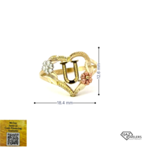 10K Gold Three Tone Heart U Ring - £82.37 GBP