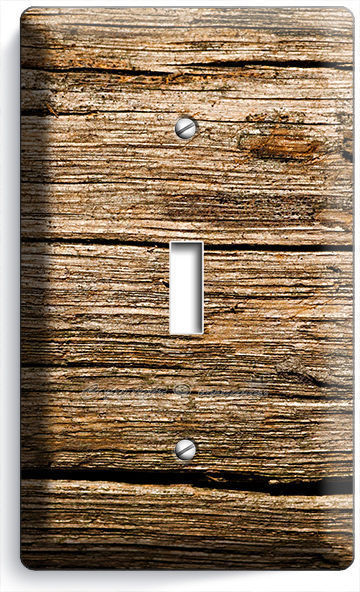 WORN OUT OLD RUSTIC WOOD SINGLE LIGHT SWITCH WALL PLATE KITCHEN LOG CABIN DECO - $8.99