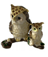 Pier 1 Owl &amp; Baby Figurine Cloisonne Trinket Box for Owl Lovers-BRAND NE... - $29.58