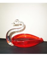 Vintage Art Glass Orange Swan Dish Mid Century Modern Duncan Miller candy bowl - £19.97 GBP