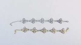 Fashion Jewelry Bracelet ~ Open Flower Design ~ Gold or Silver Tone #5430310 - £4.75 GBP