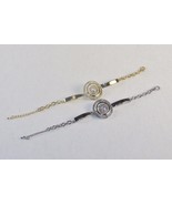 Fashion Jewelry Bracelet ~ Cuff &amp; Chain w/Cubic Ziconia~ Silver #5430260... - £6.20 GBP