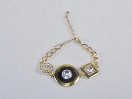 Fashion Jewelry Bracelet ~ Gold Tone Chain, w/Gemstone Studded Charms ~ #5430350 - £7.81 GBP