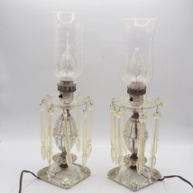 Pair Hobnail Glass Lamp Hollywood Regency Hurricane Globe - £200.76 GBP