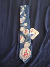 Cleveland Indians NWT Necktie Baseballs Chief Wahoo Blue 1994 Ralph Marlin - $19.79