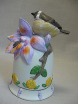 Porcelain Bell Hand Painted Bird Dinner Bell Upraise Flowers - £7.95 GBP