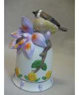 Porcelain Bell Hand Painted Bird Dinner Bell Upraise Flowers - £7.82 GBP