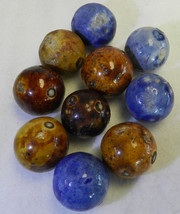 #17512m .84 to .92 Inches Vintage Group of 10 German Handmade Bennington Marbles - $59.39