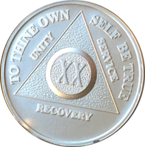 20 Year .999 Fine Silver AA Alcoholics Anonymous Medallion Chip Coin Twenty XX - £36.94 GBP